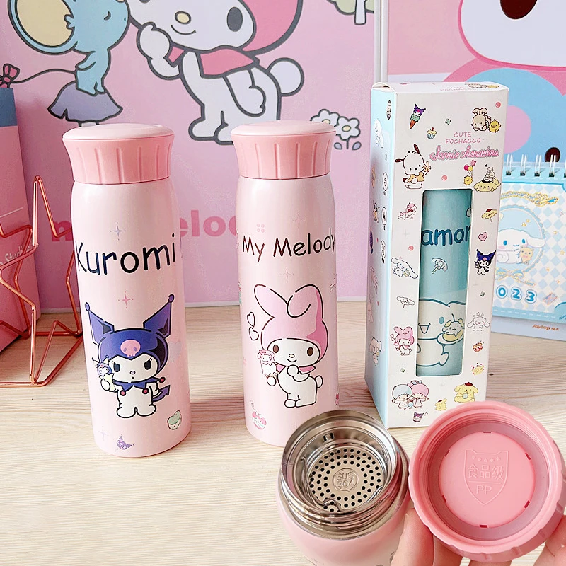 

500 мл Sanrios Cinnamoroll Kuromi Mymelody kawaii мультяшная термобутылка из нержавеющей стали Аниме Кукла игрушки чашка для воды термос чайник