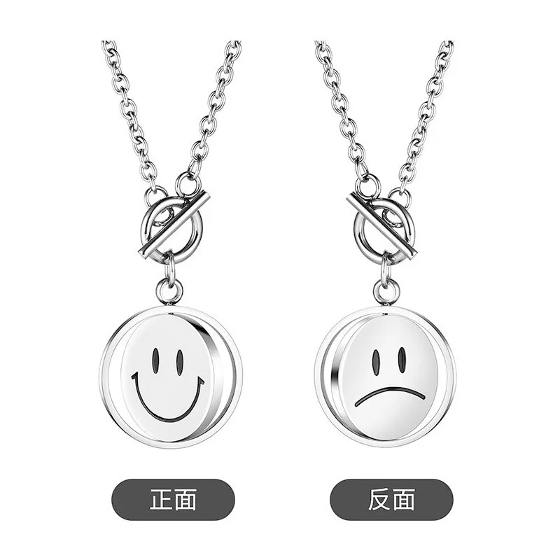 

Titanium Steel Jewelry Cool Wind Smiling Face Trend Rotating Alloy Men's Sweater Stainless Steel Necklace