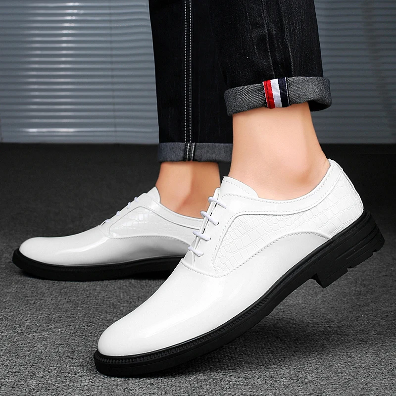 Модные мужские деловые модельные туфли красные белые офисные оксфорды роскошные