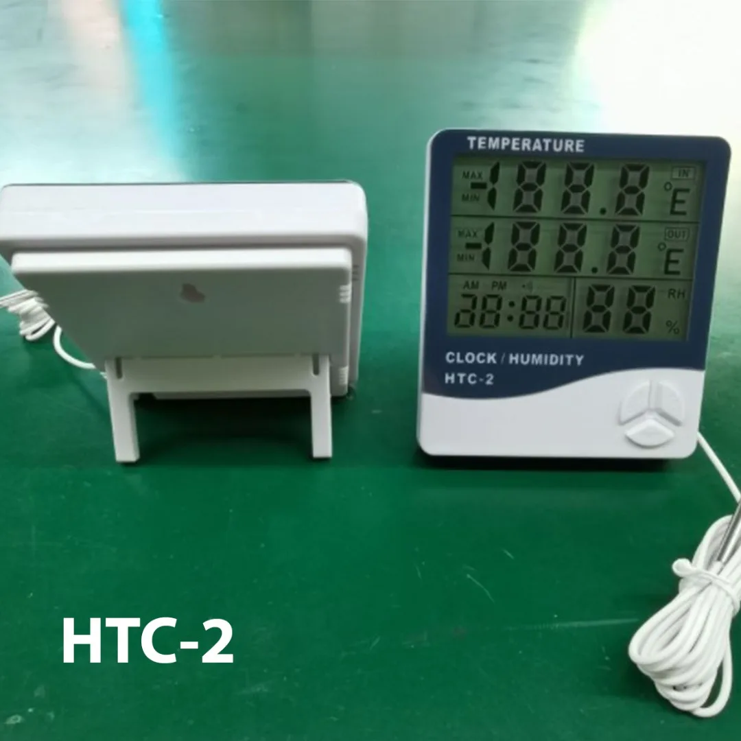 1pc lcd digital thermometer hygrometer htc 1 htc 2 electronic temperature humidity meter weather station clock for indoor room free global shipping