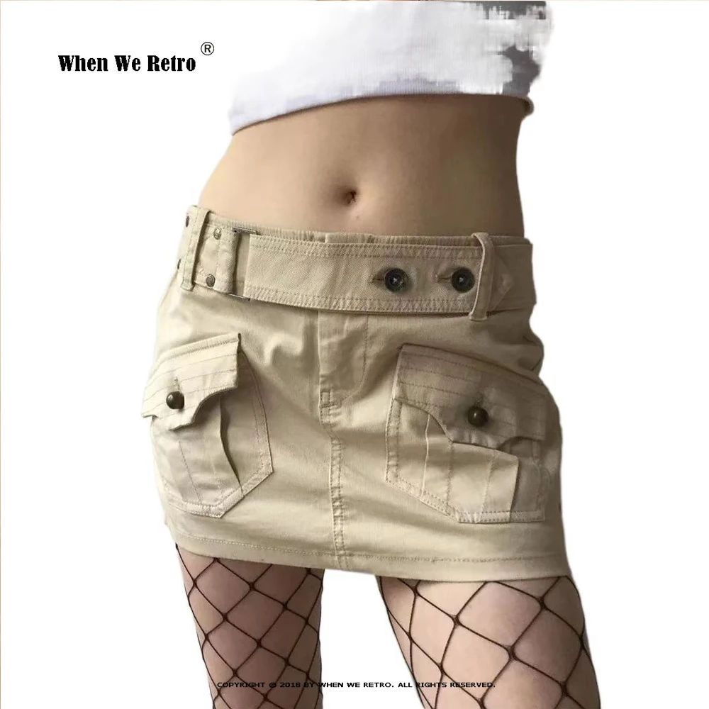 

2023 New Cargo Skirts Two Pockets Front Solid Color Sexy Low Waist Mini Skirts Grunge Harajuku Y2K Casual Streetwear Skirt RS562