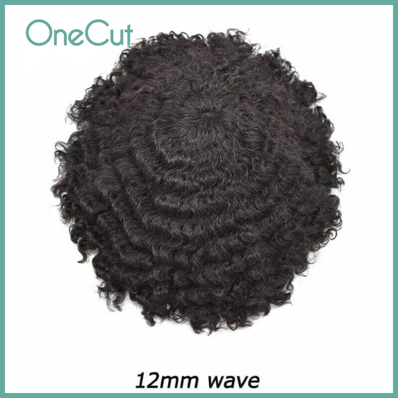 Afro Wave Mono Men Toupee Remy Hair Wigs Male Hair Capillary Prosthesis Human Hair System Men Hair Replacement Natural Color