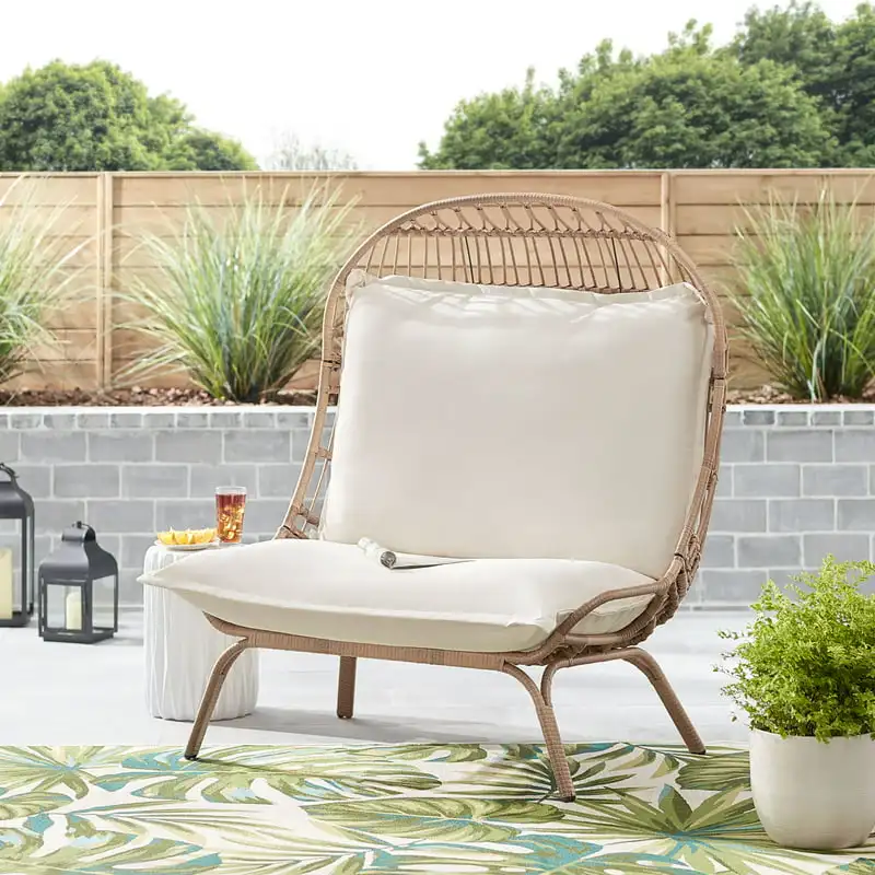 Gardens Willow  Steel Wicker Patio Cuddle Chair,