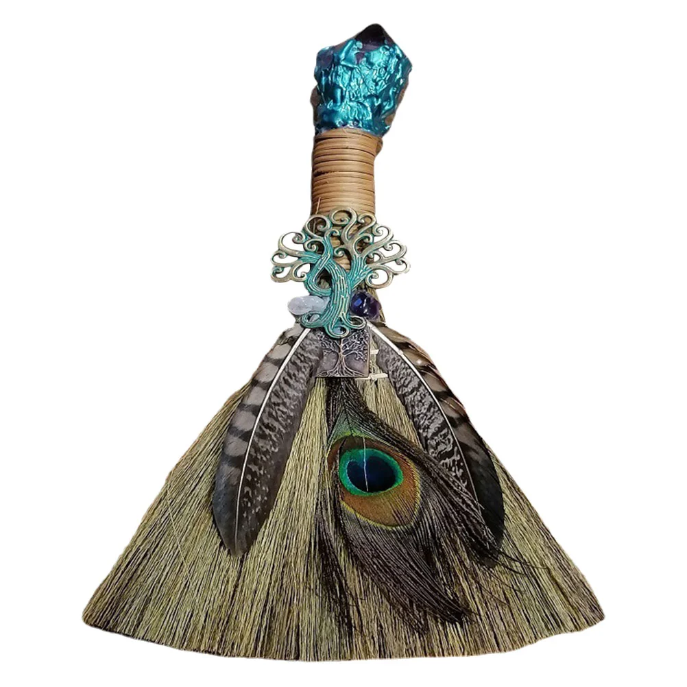 

Car Hanging Ornament Crystal Wand Points Broom Clothing Altar Wicca Natural Witch Child Wiccan
