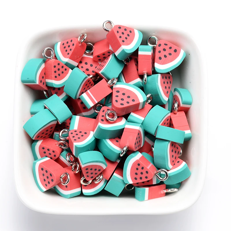 

30Pcs/Pack Polymer Clay Bead Pendant Charm Fruit Watermelons Shape Pendant For DIY Jewelry Making Necklace Bracelet Accessories