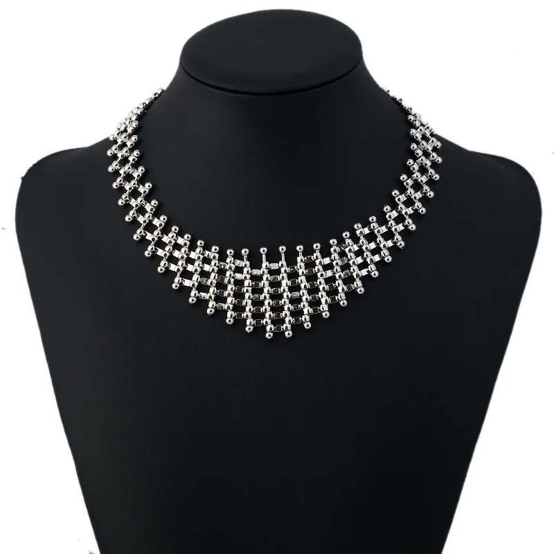 

Fashion Simple Silver Color Geometric Statement Choker Necklaces for Women Retro Personality Collar Necklaces Party Jewelry Gift