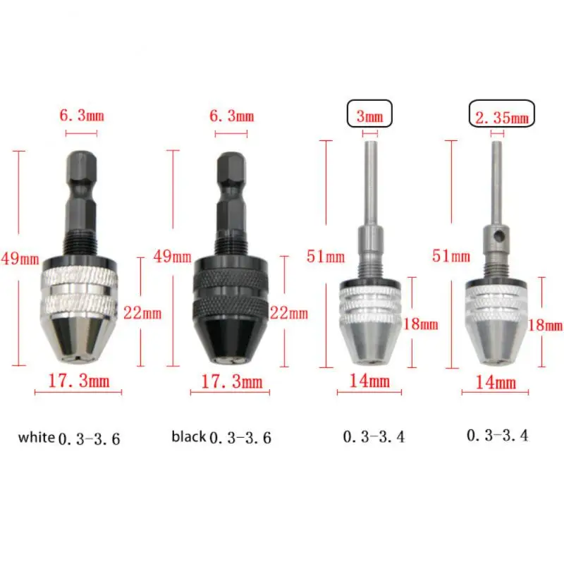

Keyless Hand Drill Chuck Quick Change Conversion Adapter 1/2 3/8 UNF Mount 2~13mm 0.3~6.5mm Self-tighten Drill Bit Socket Chuck