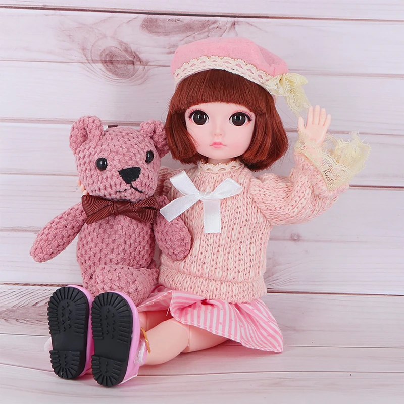 1/6 BJD Кукла Принцесса 30 см с розовой обувью одежда плюшевый медведь расческа