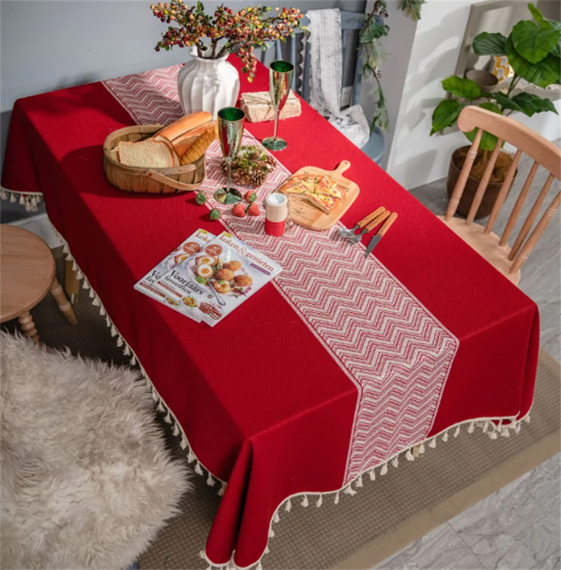 

Festival Decorated Table Cloth Water Wave Dust Proof Square Restaurant Banquet Wedding Tablecloth Conference Table Cloth