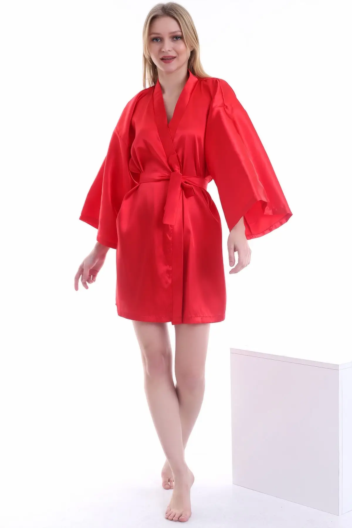 

Women's Red Arched Satin Dressing Gown nightgown satin easy to use the most preferred favorite season