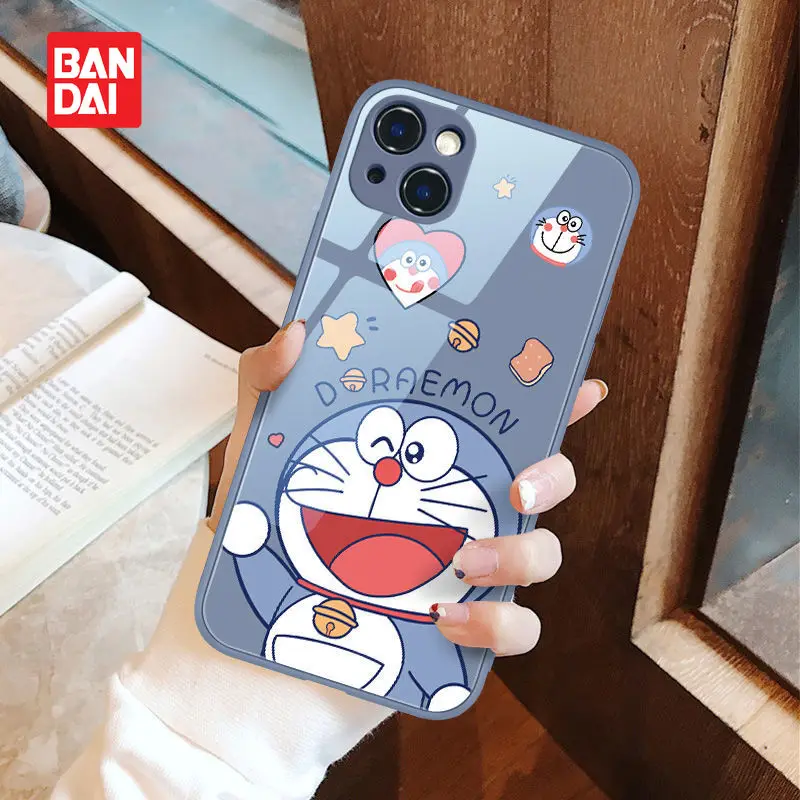

Bandai Doraemon Phone Glass Case for iPhone 13 13Pro 12 12Pro 11 Pro X XS Max XR 7 8 Plus Kawaii Cartoon Back Covers Shell