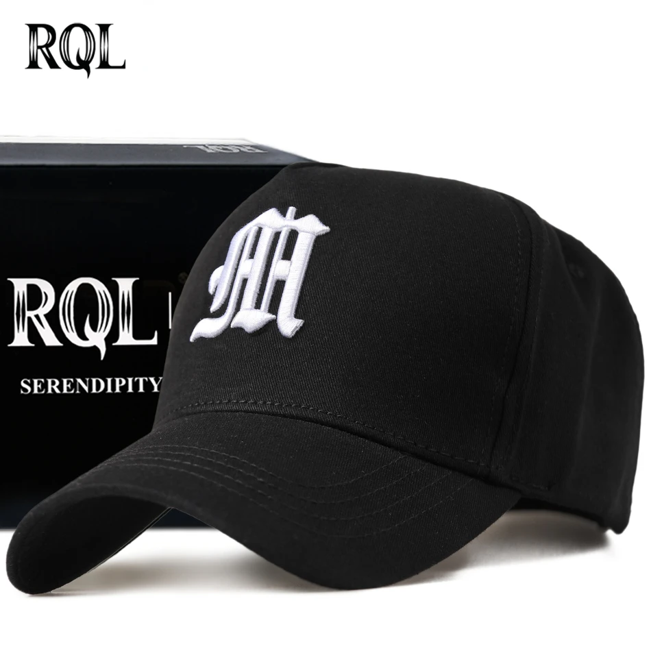 RQL Big Head Baseball Cap for Men Winter Sports Trucker Hat Embroidery Fashion Design High Profile Cotton Breathable Adjustable