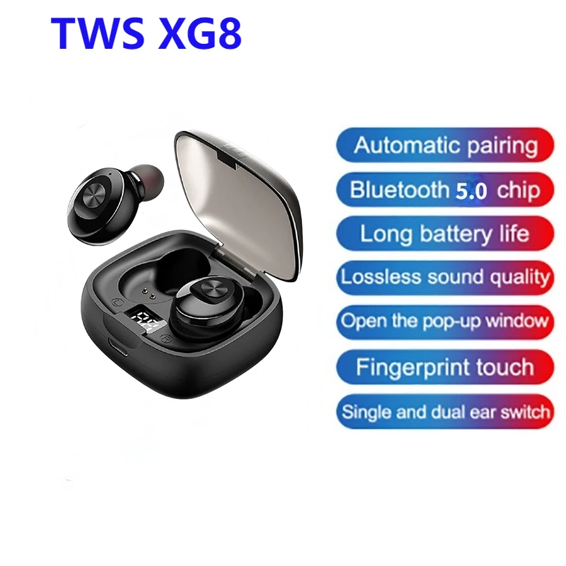 

XG8 Wireless Earphones Bluetooth 5.0 TWS Headphones Sports Waterproof Mini In Ear Headsets Noise Reduction Hands-free Earpieces