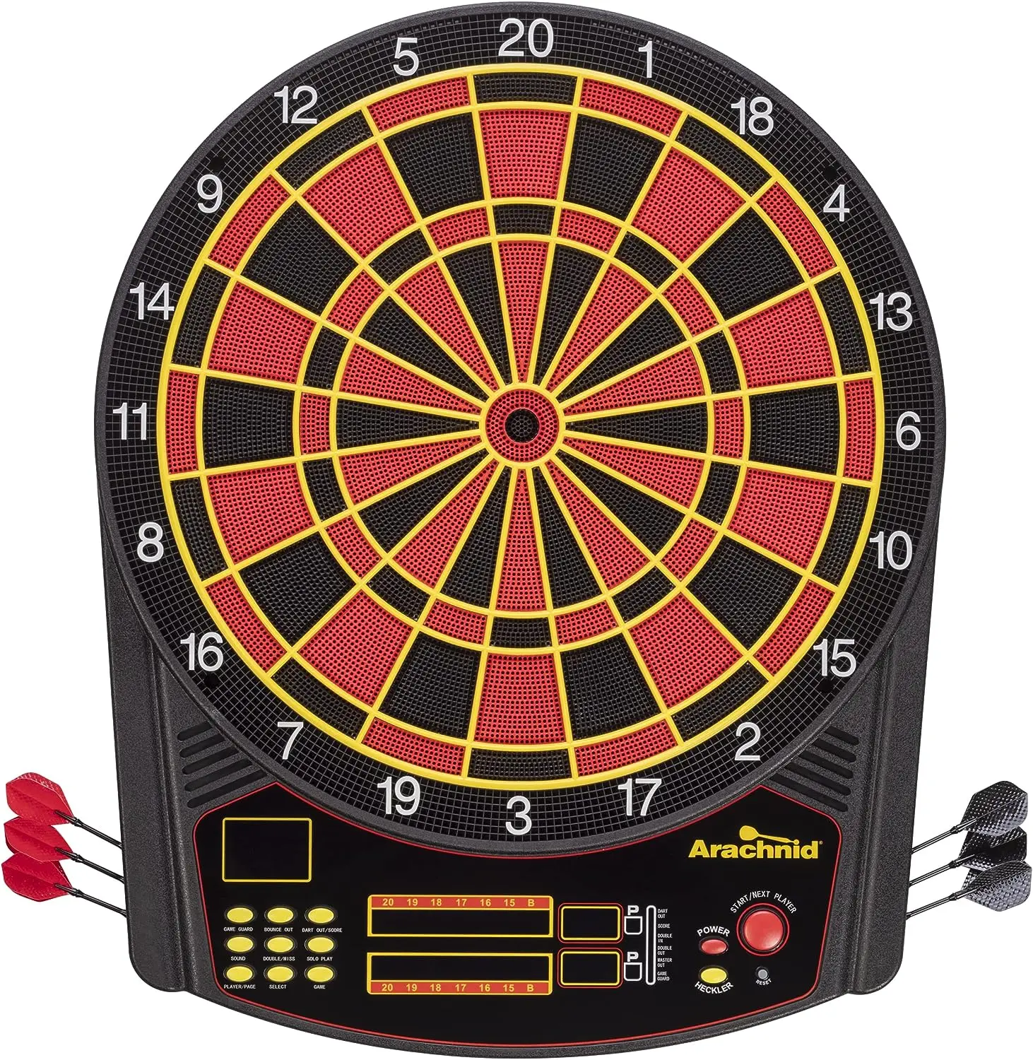 

Pro 450 Electronic Dartboard Features 31 Games with 178 Variations and Includes Two Sets of Soft Tip Darts , Black/Red, 19.00 x