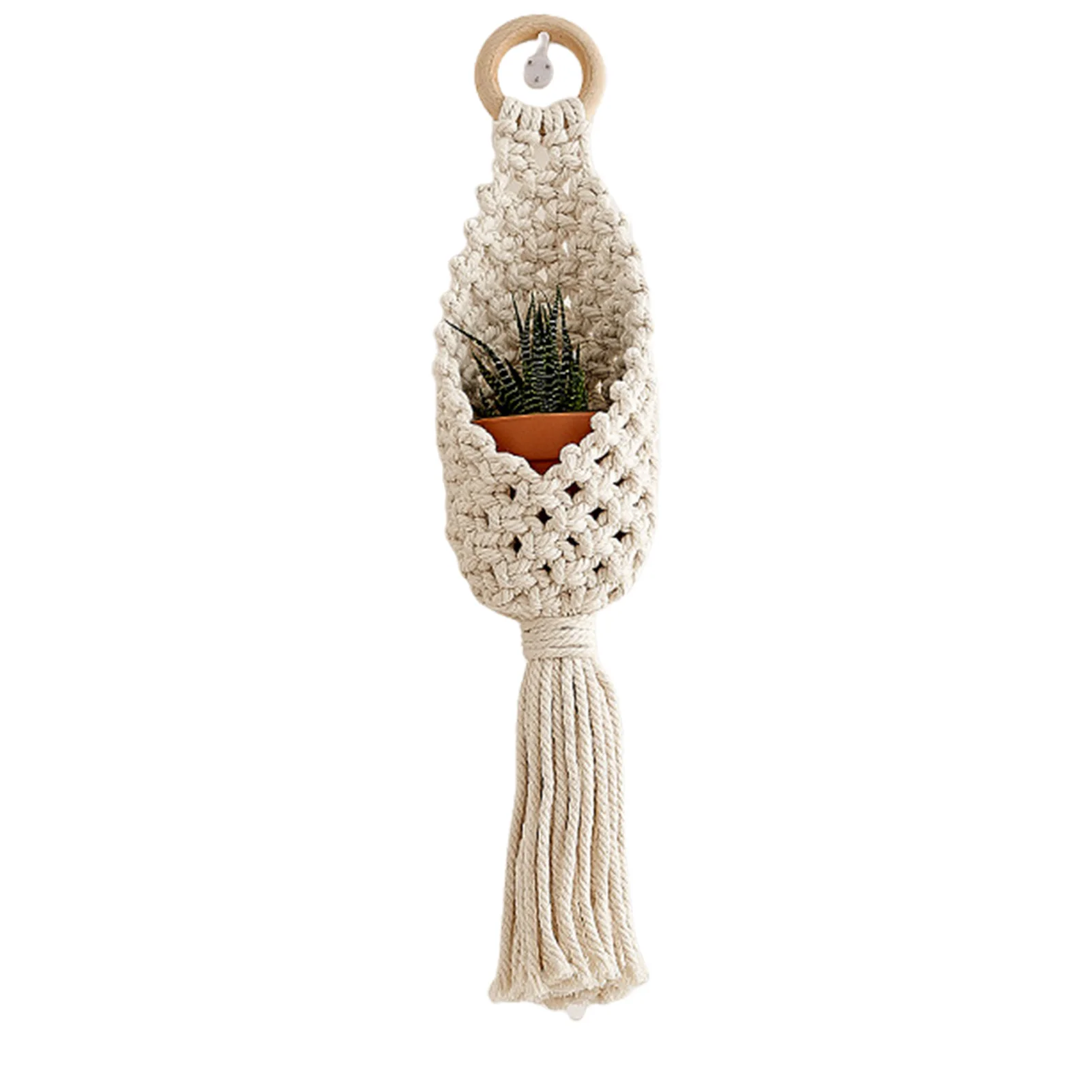 

Handmade Wall Basket Kitchen Storage Home Decor Bohemian Jute Fruit Vegetable Basket Eco Teardrop Wall Pocket Decor Green Plant