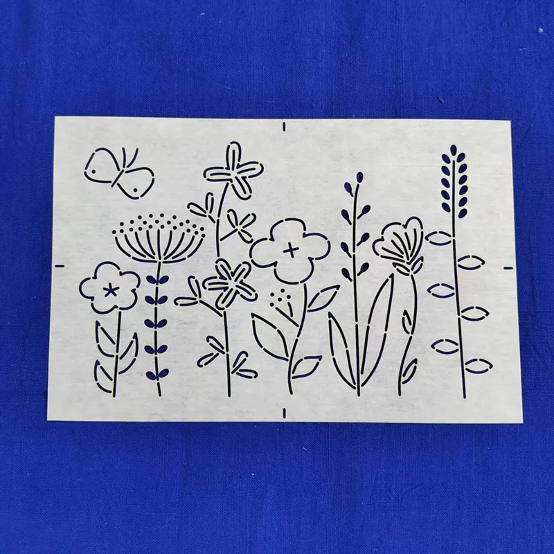 

Красивый трафарет для рисования с вышивкой диких цветов и листьев женский 13*20 см