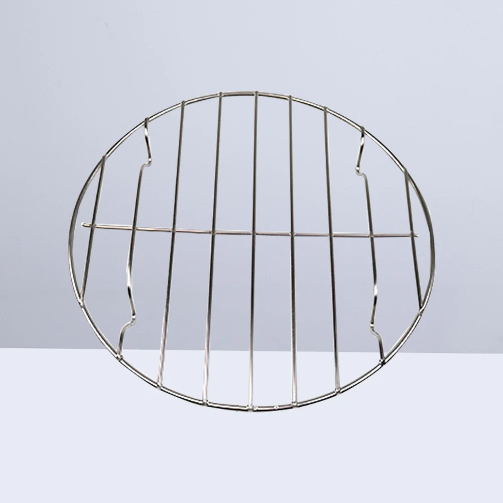 

Stainless Steel Meat Net Grilling Rack Round Portable Fish Vegetable Roast Rack Pizza Baking Rack - 22cm (Without Black Baking