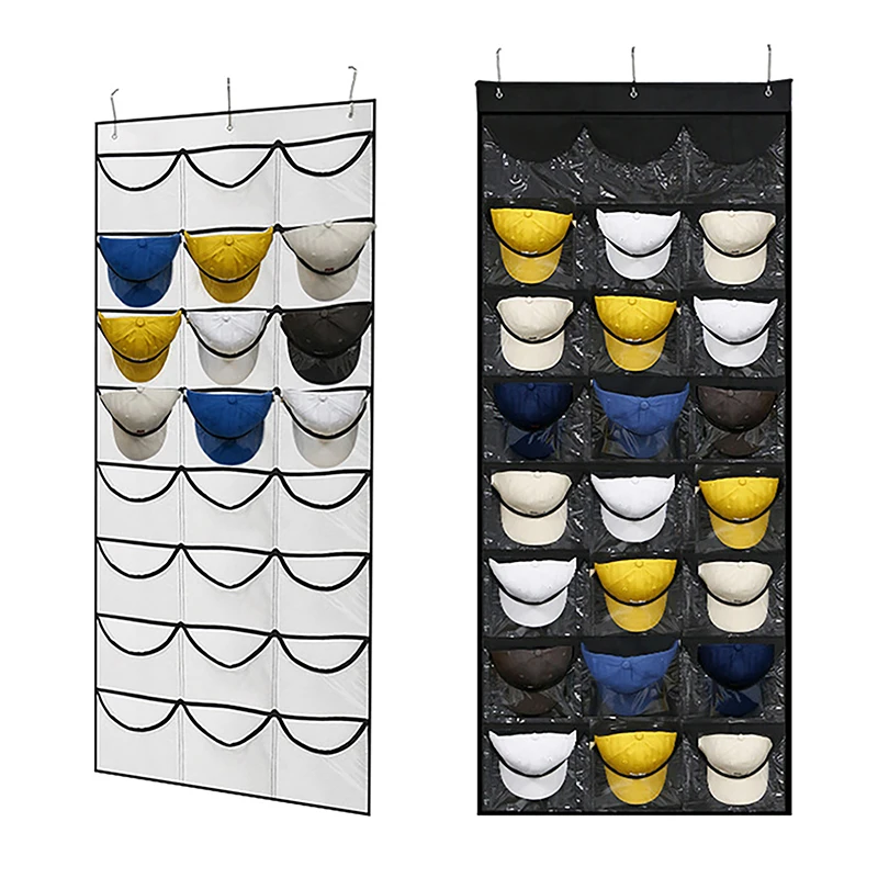 

Hat Rack for Baseball Caps, 24 Pockets Over The Door Baseball Hat Organizer, Fitted Hat Storage for Closet Wall Mount Bag