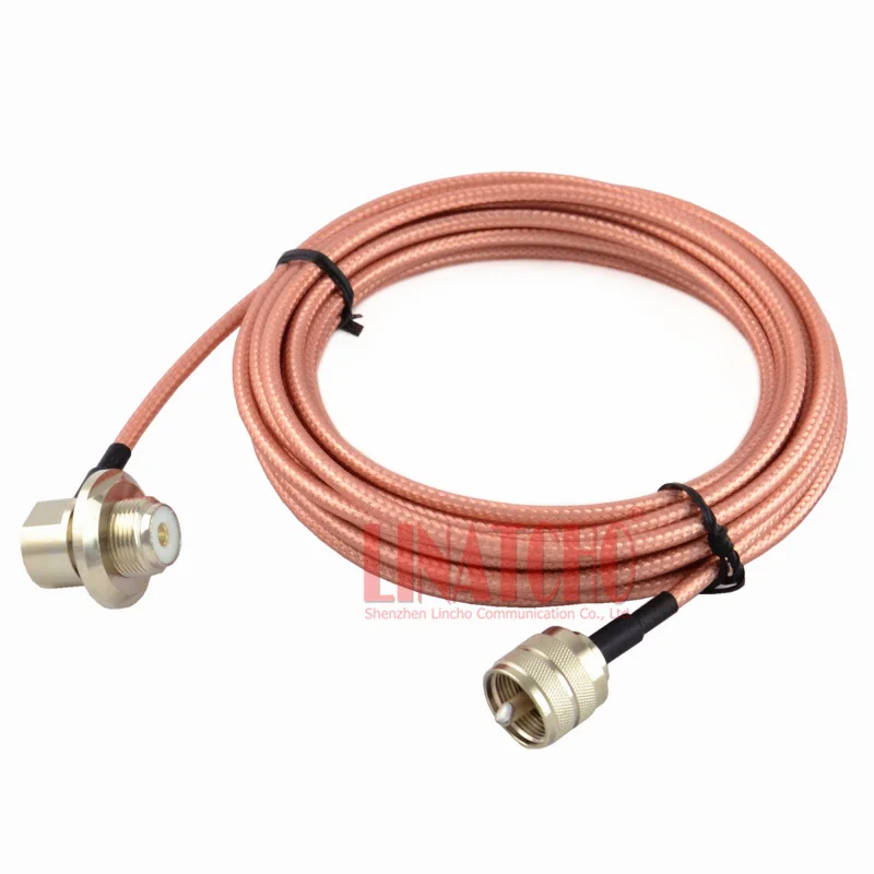 5 Meters Good Quality UHF PL259 Right Angle SO239 RG142 Double Shielding Coaxial Car Radio Antenna Extension Cable