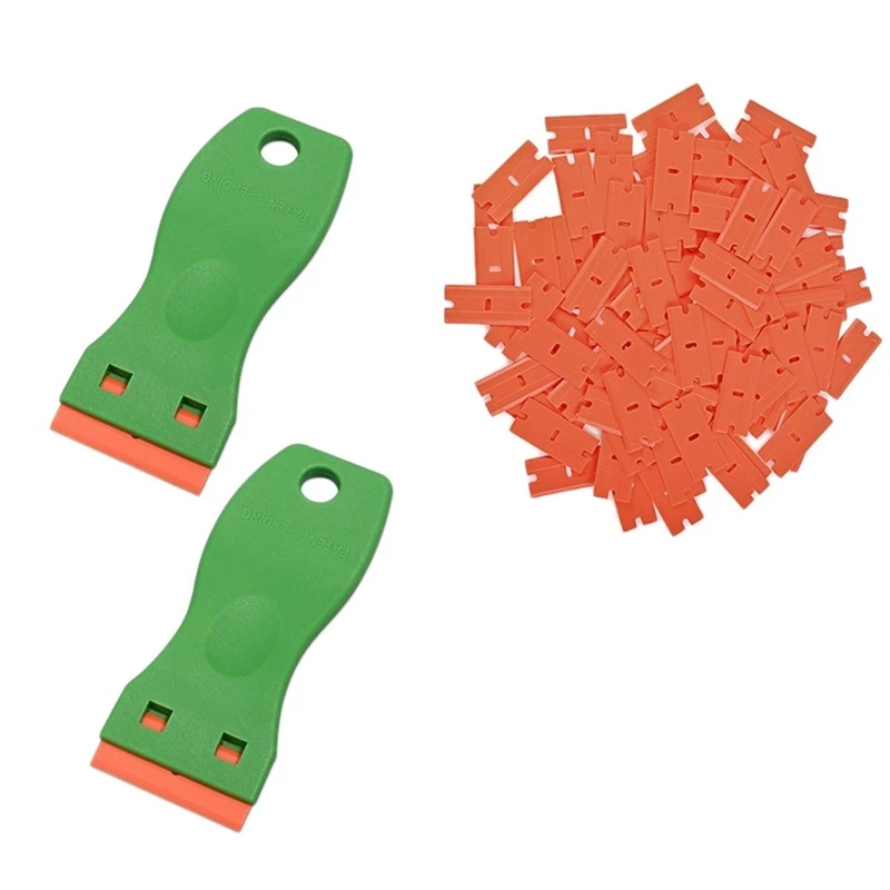 

Plastic Razor Blade Scraper, 2PCS Scraper Tool With 60PCS Plastic Blades, Cleaning Scraper Remover For Stickers