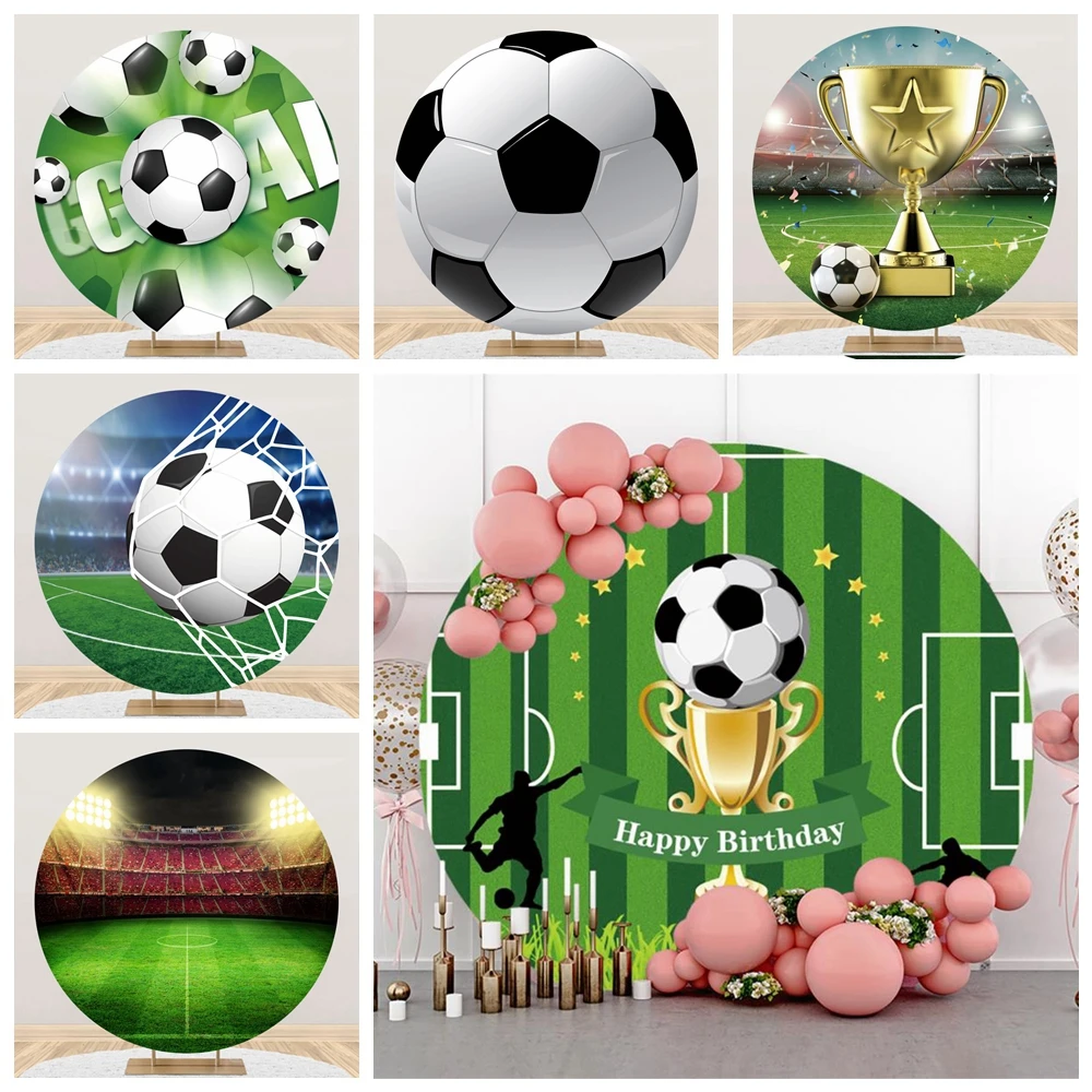 

Football Round Backdrop Cover for Boy Birthday Party Stadium Soccer Field Baby Shower Photogrpahy Background Cake table Decor