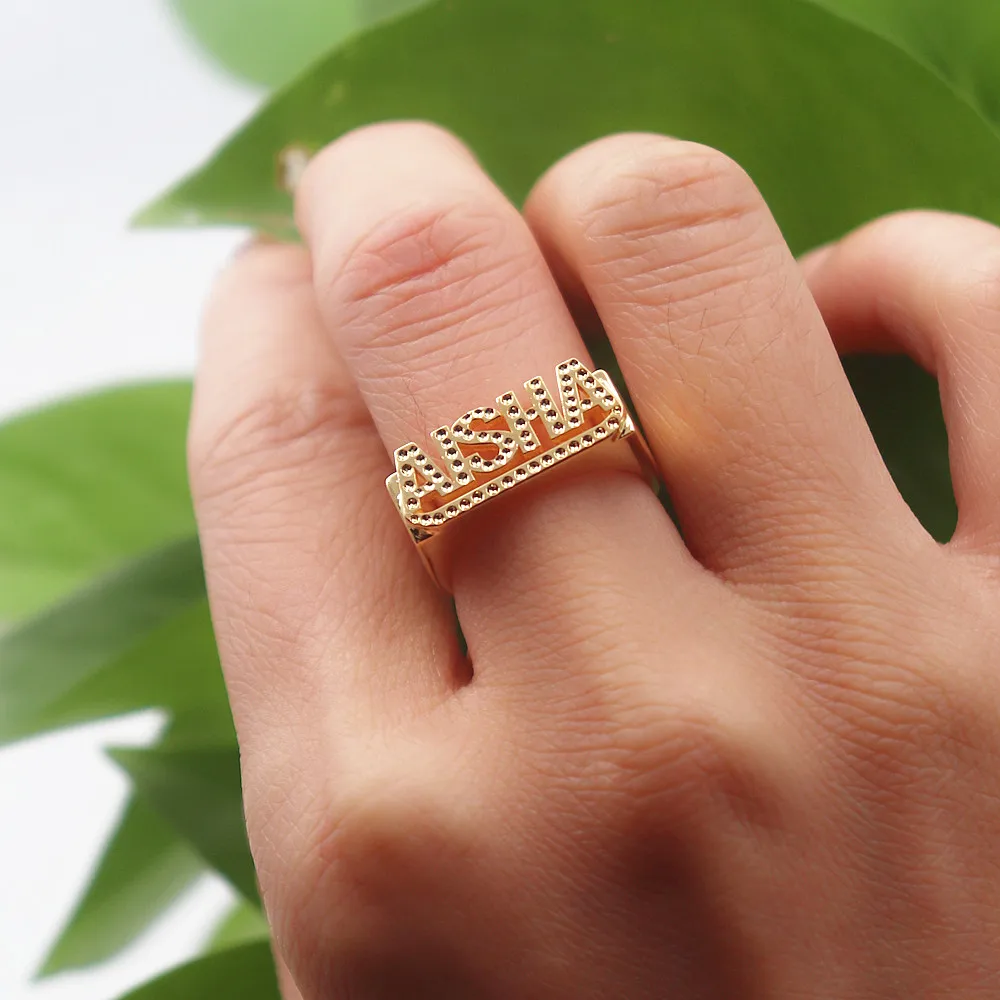 Hip Hop Thump Custom Name Rings For Women Men Punk Jewelry Personalized Name Band Chunky Statement Ring Christmas Gift