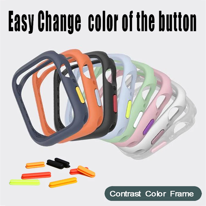 Bumper Case for Apple Watch 7 6 SE 5 4 3 2 41MM 38MM 40MM Soft Silicone Shockproof Protection Shell iWatch 42MM 44MM 45MM Rubber