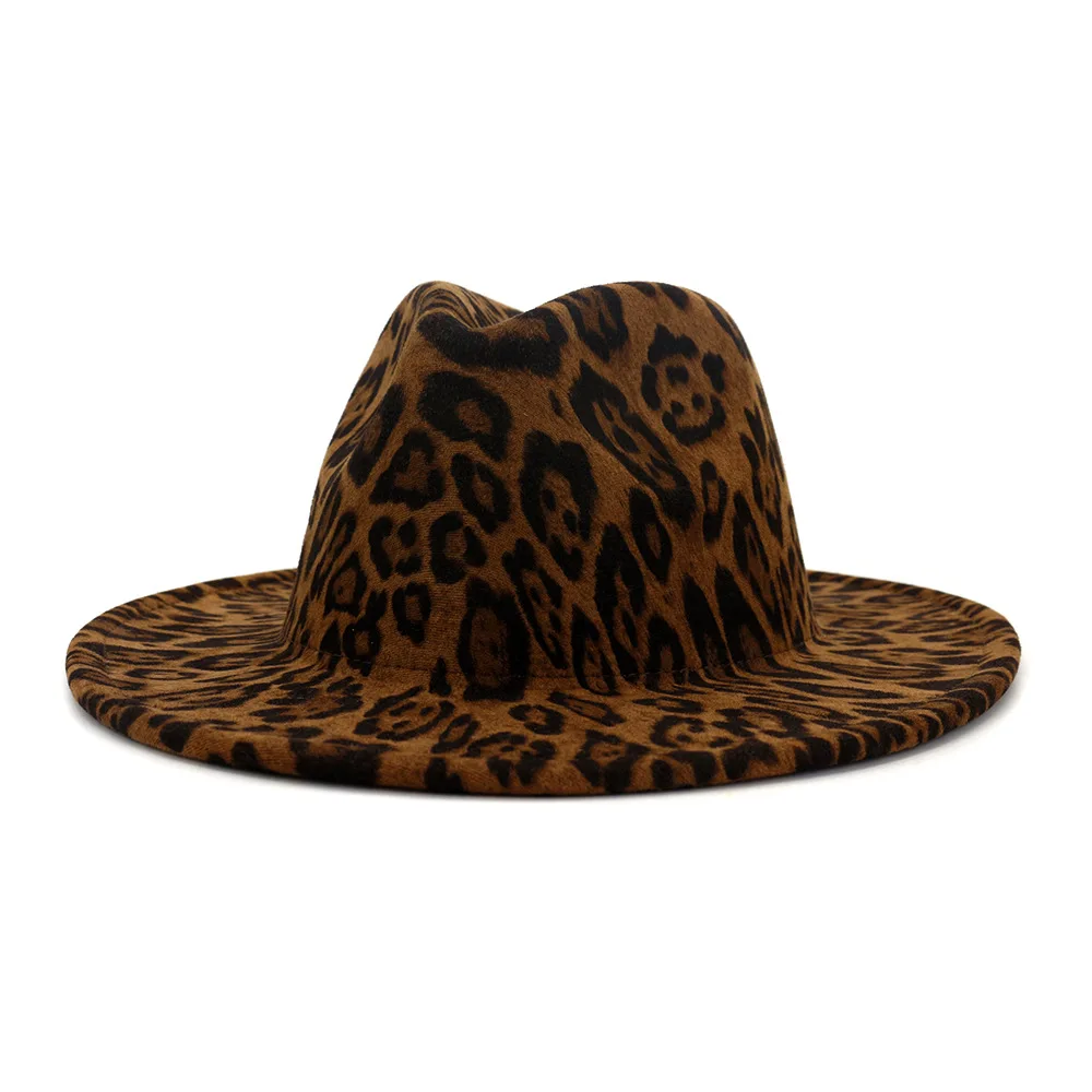 

Шляпа Женская шерстяная с широкими полями и леопардовым принтом