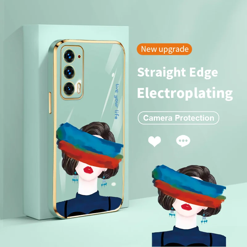 

Graffiti Eyes Girl Plating Lens Protection Phone Case for Motorola Moto E20 E6S E7 E7 Power E7i Power E7 Plus Edge 20
