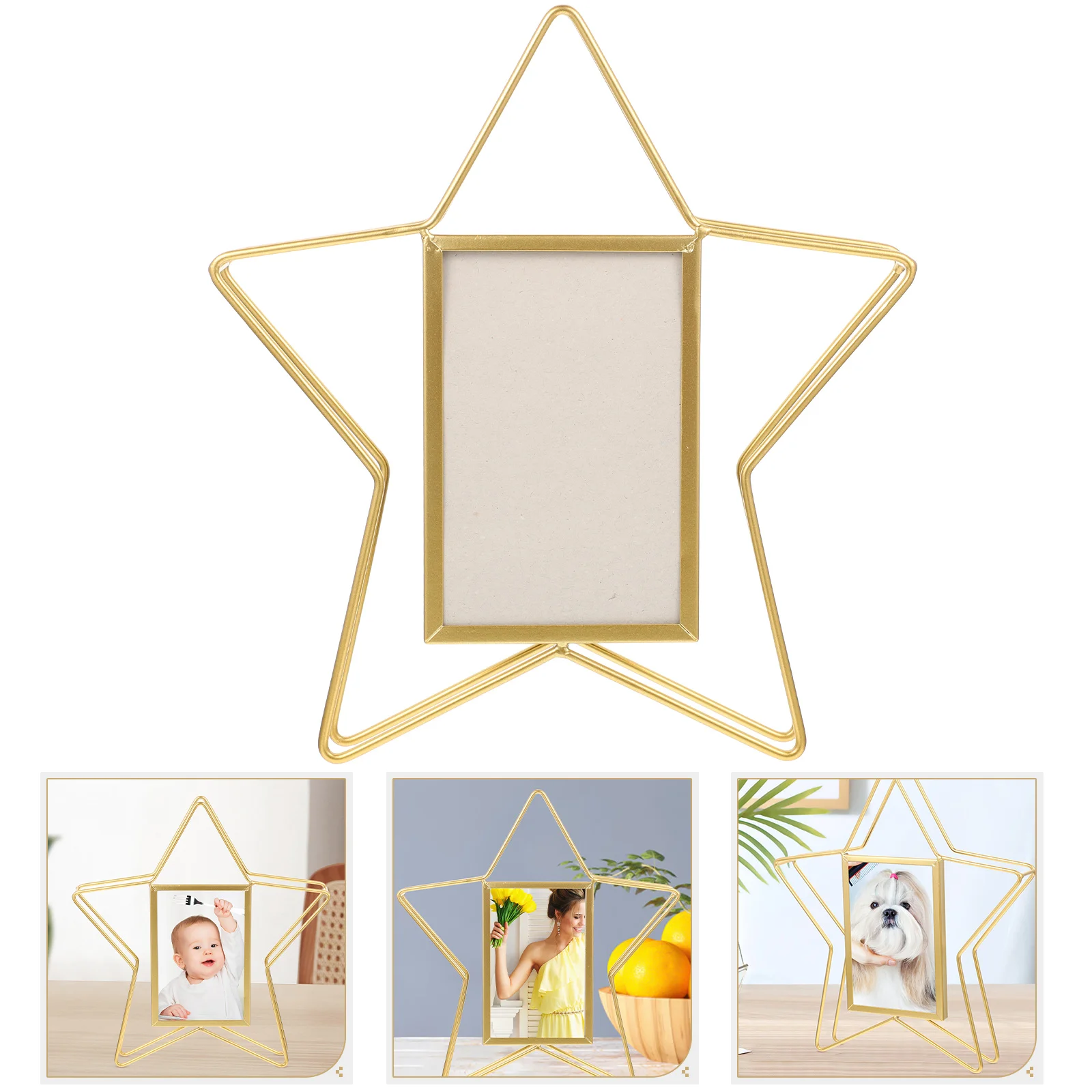 

Frame Photo Picture Frames Decor Tabletop Display Bedroom Holder Metal Asthetically Wall Family Decorative Wedding Baby Rotating