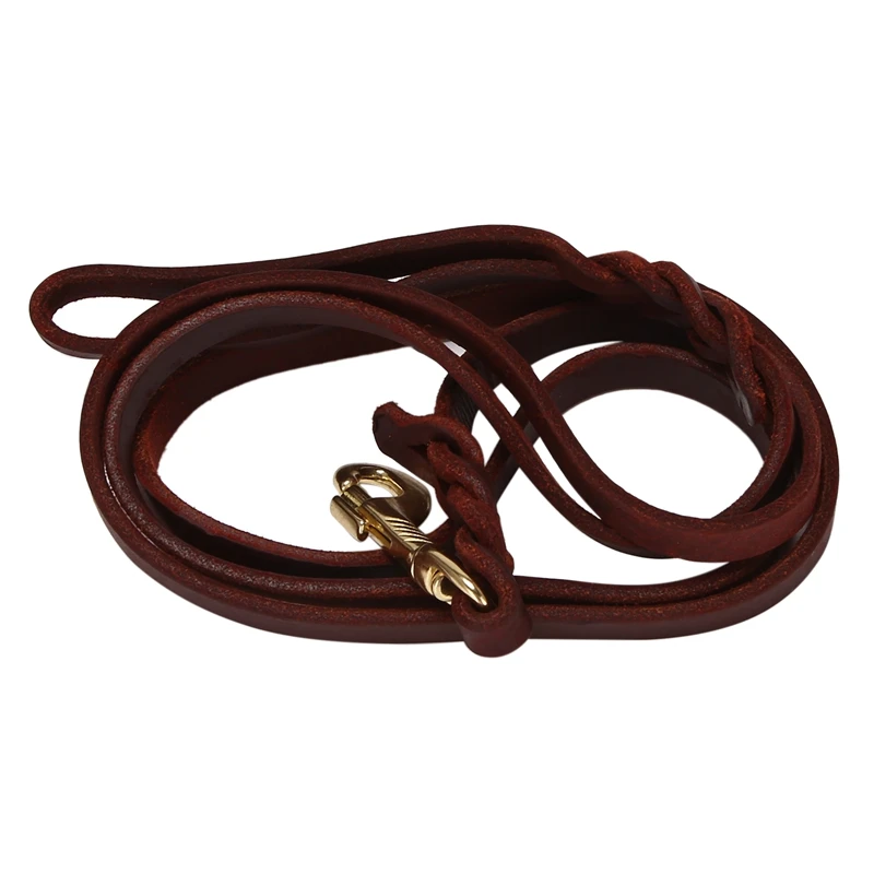 

2M Long Leather Braided Pet Dog Walk Traction Collar Strap Training Leash Lead