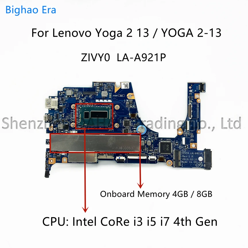 Материнская плата ZIVY0 для ноутбука Lenovo Yoga 2 13 с LA-A921P i5 i3-4030U 4G/8GB-RAM Fru:5B20G55982 5B20G55969 5B20G19198