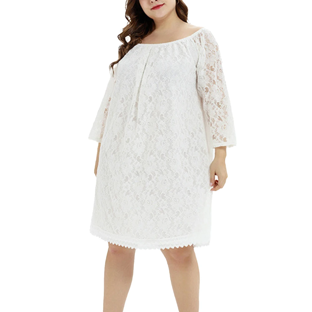 

New Style XL~3XL Plus Size Womens Off ShoulderMidi Dress Ladies Long Sleeve Holiday Party Dress Soft And Comfortable