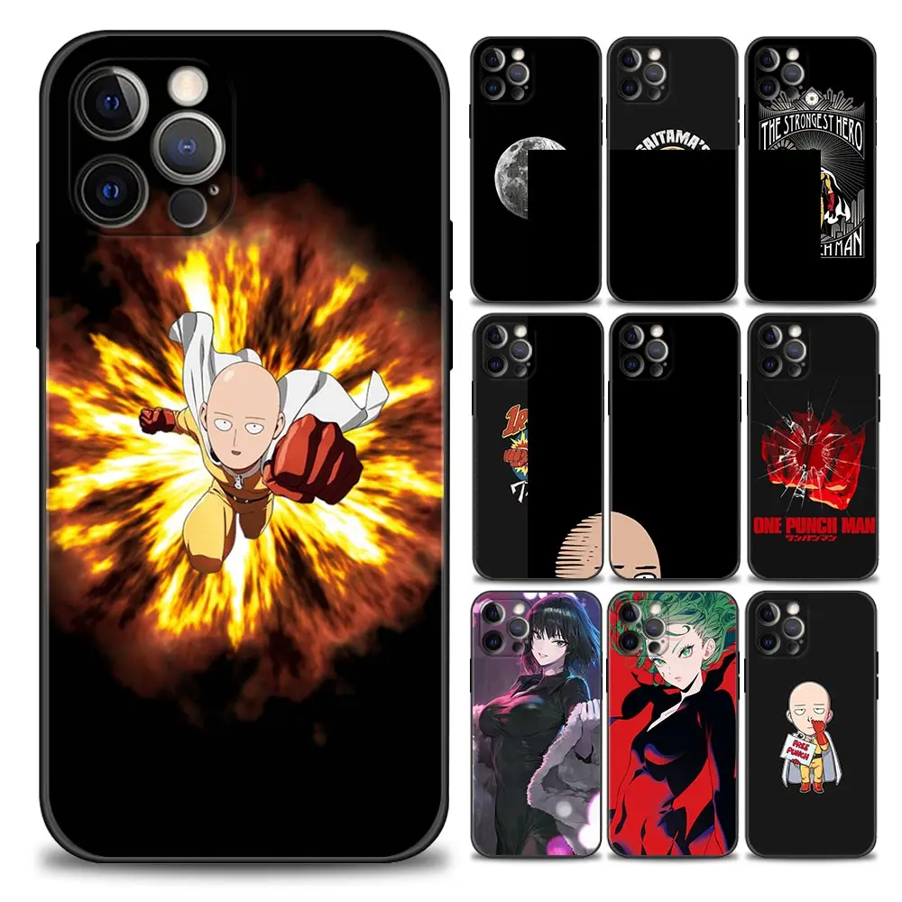 

One Punch iPhone Case for 11 12 13 Pro Max 7 8 SE XR XS Max 5 5s 6 6s Plus Black Soft Silicon