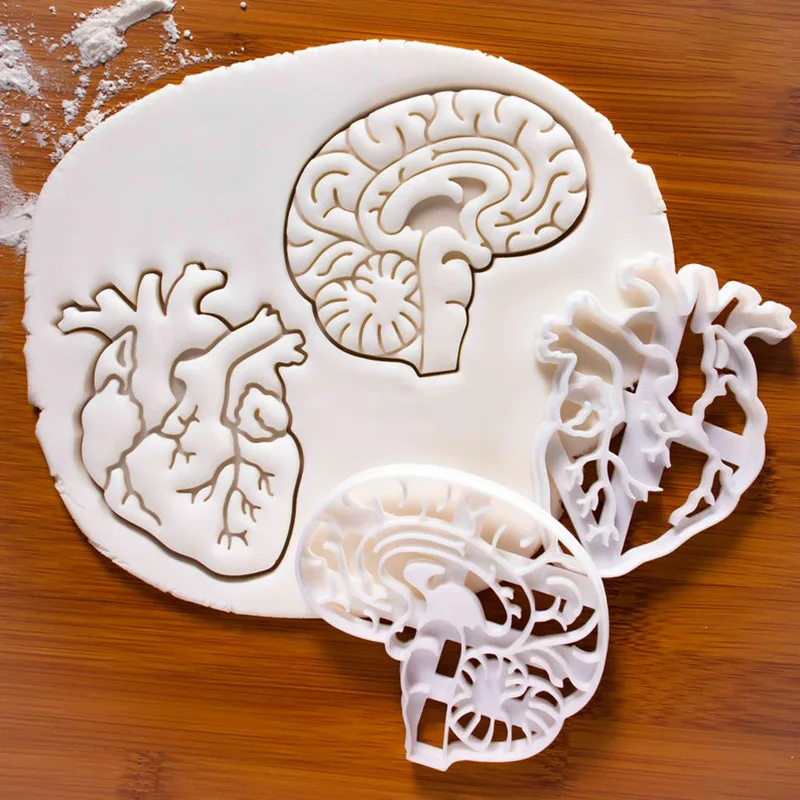 

1/2pcs Cartoon Creative Human Organs Cookie Cutter Heart Brain Shape Fondant Icing Biscuit Mold Party Baking Cake Decoating Tool