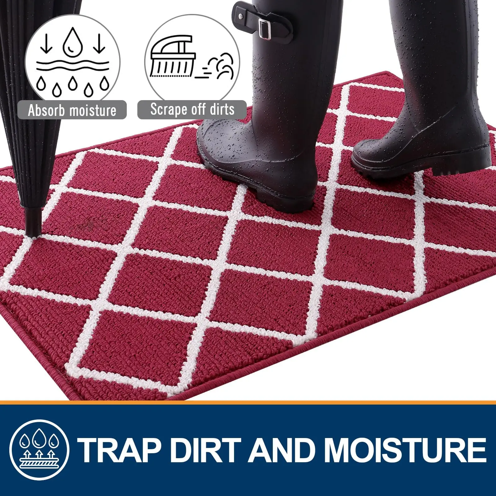 Kitinjoy Крытый коврик для входной двери Нескользящий впитывающий устойчивый к