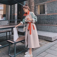 windbreaker womens autumn and winter fashion casual double breasted cotton long coat retro british style coat belt 2021 new
