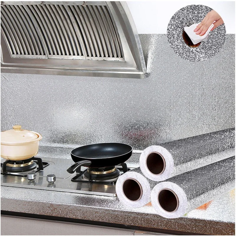 300cm Kitchen Oil-proof Waterproof Stickers Aluminum Foil Cabinet Stove Drawer Self Adhesive Wall Sticker DIY Wallpaper - купить по
