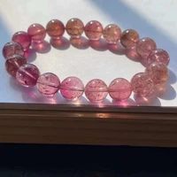 natural red tourmaline clear round beads bracelet brazil 10 3mm pink tourmaline women men aaaaaaa