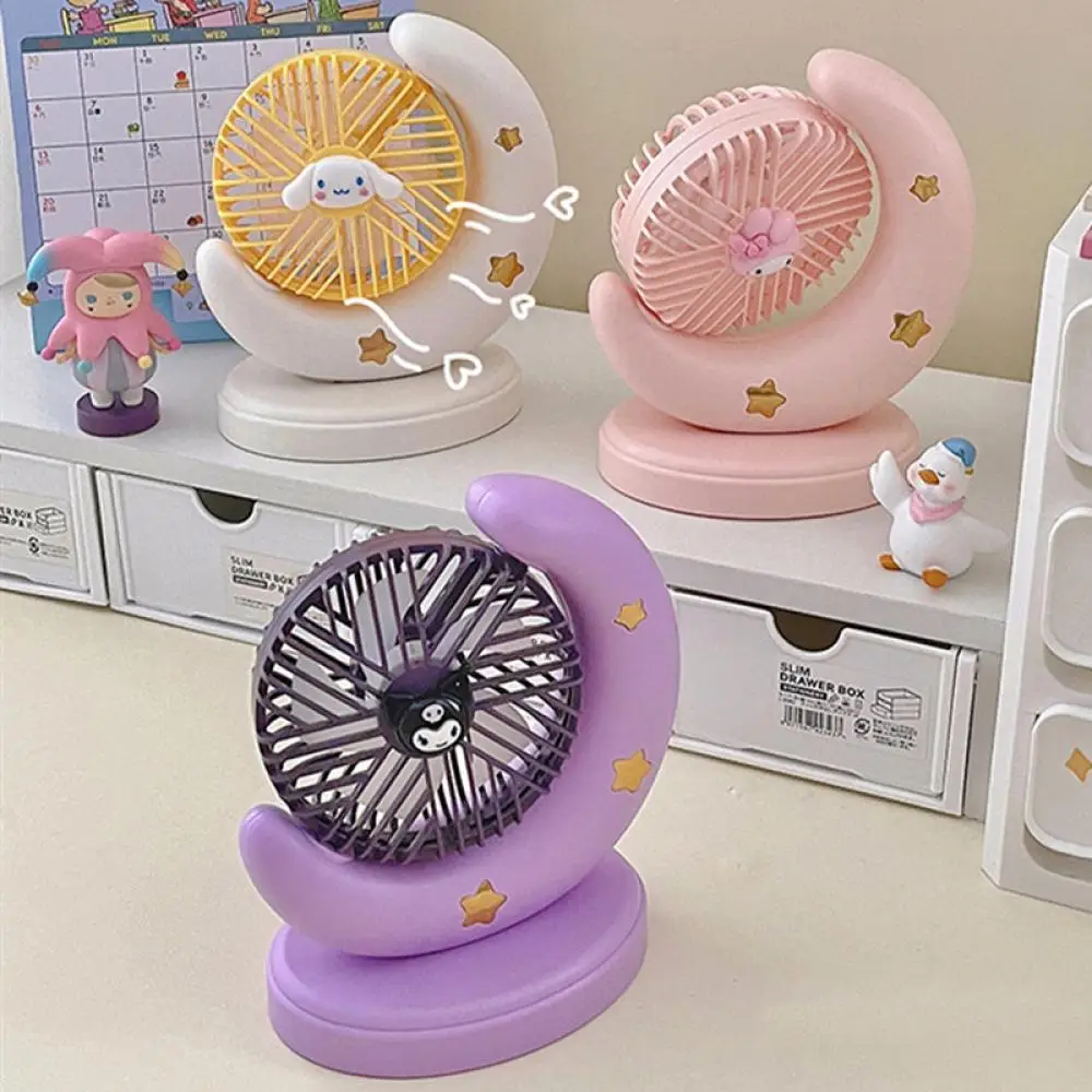 

2023 Usb Desktop Kawaii Sanrio Cinnamoroll Kuromi My Melody Anime Figure Mute Small Fan Portable Mini Student Desktop Dormitory