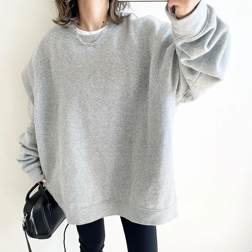 

Plain Long Sleeve Women's Hoodie O Neck Oversized Casual Korean Fashion Sweatshirt 2022 Spring Autumn Pullover Casual Cute Top