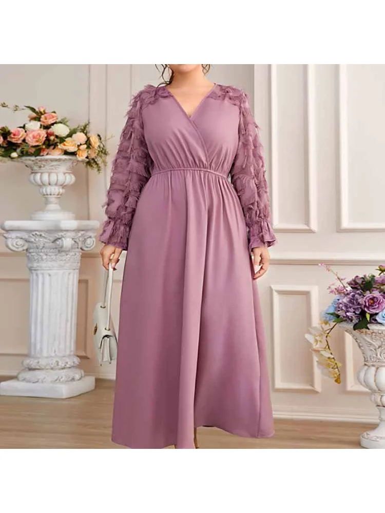 Waistband pullover temperament long commuter dress large size women's dress plus size dresses  party dresses