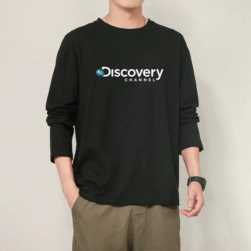 Cotton 100% Long-sleeved Men's T Shirt MRMT 2023 Brand New Round-collar Solid-color Men T-shirt for Male Tshirt Man Tops Tees