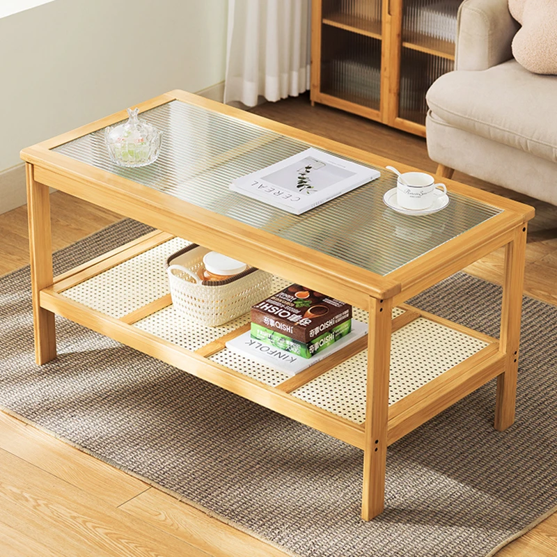 

Hardcover Bedroom Coffee Table Decoration Wood Clear Round Dining Table Side Minimalist Mesas De Centro Para Sala Home Furniture
