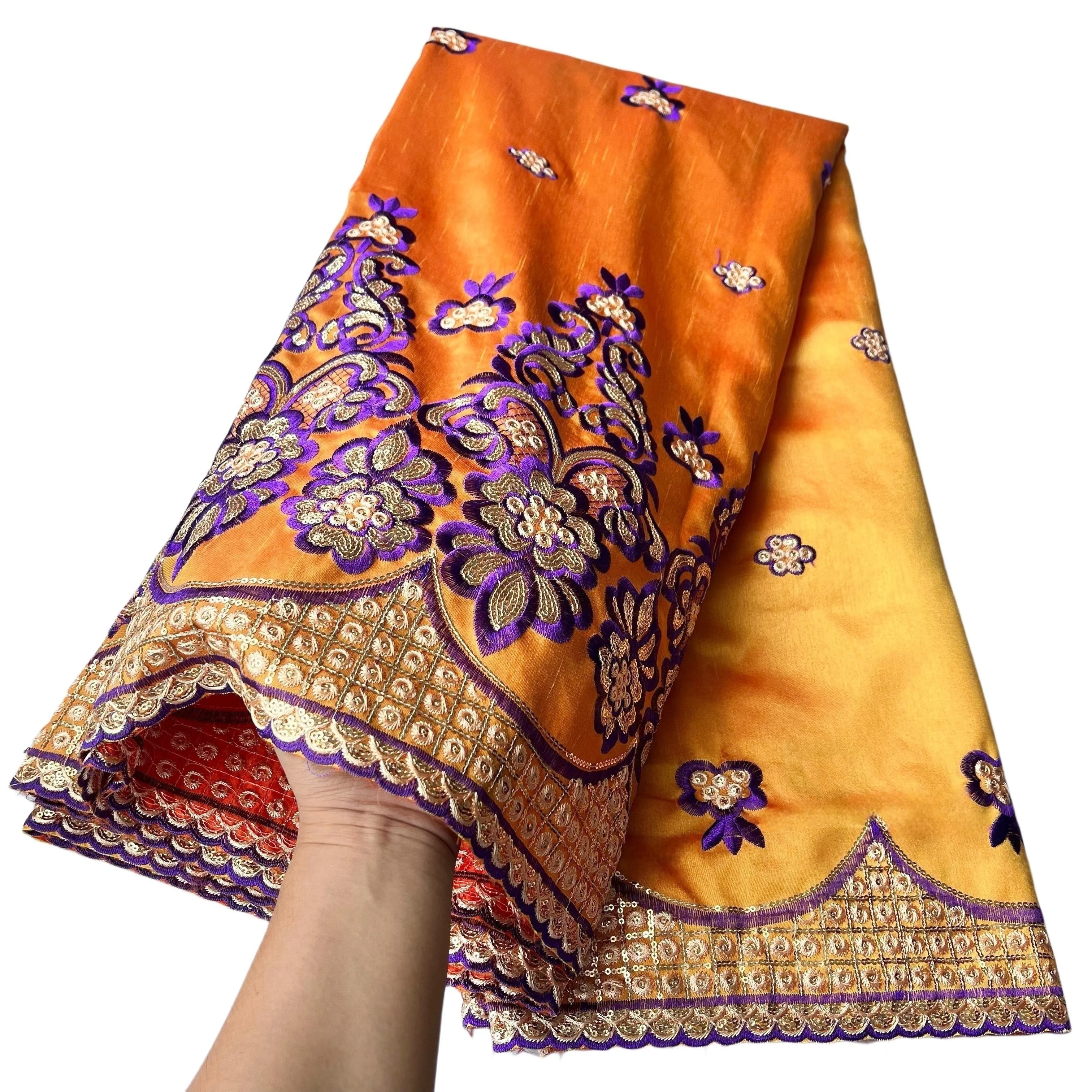 YQOINFKS новая вышивка Джордж кружевная ткань белое свадебное платье блестки