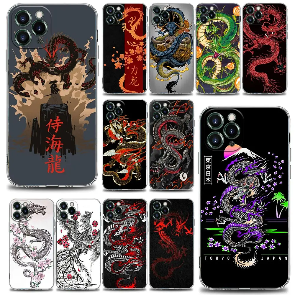 

Clear Phone Case for iPhone 11 12 13 Pro Case Max 7 8 SE XR XS Max 5 5s 6 6s Plus Soft Silicone Cover Fashion Dragon Pattern