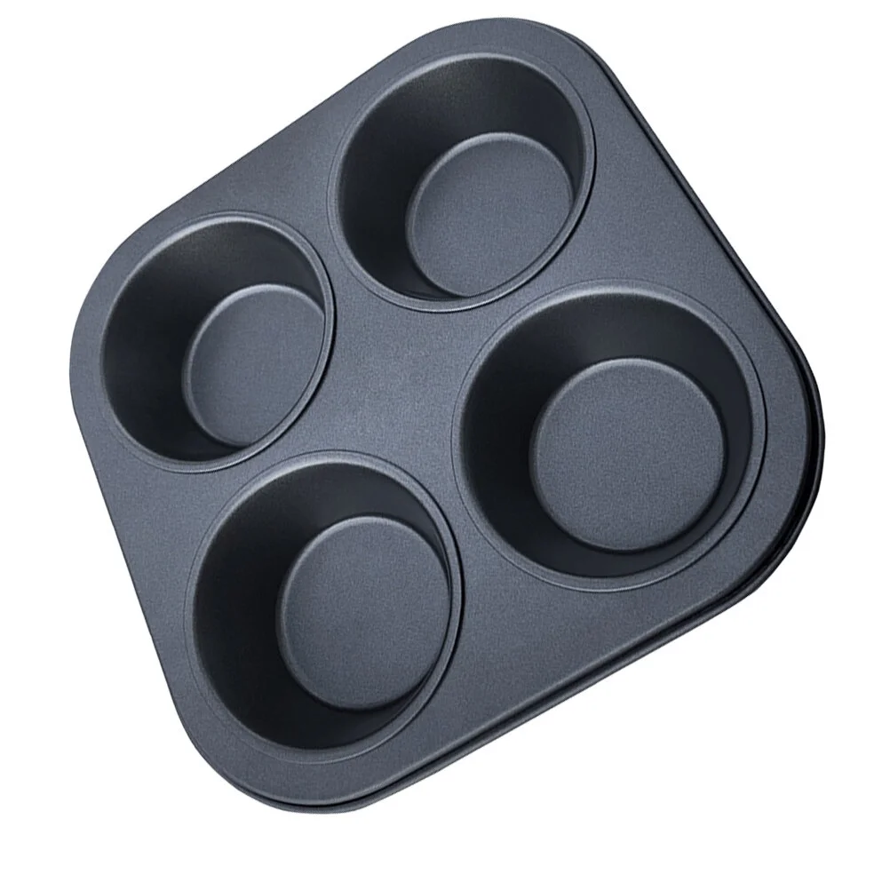 

Muffin Cake Molds 4 Grids Oven Baking Tray Cupcake Non-stick Baking Cups Baking Mold for Home (Black)