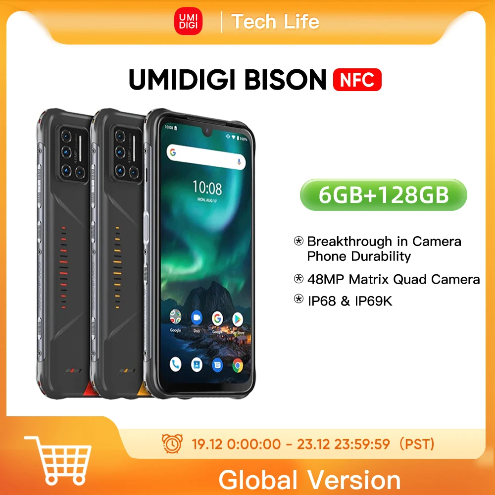 UMIDIGI BISON Smartphon IP68/IP69K Waterproof  6GB+128GB Rugged Phone 6.3