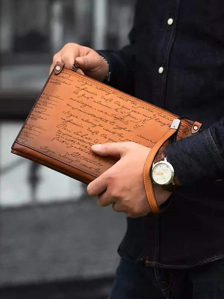 Деловой клатч из натуральной воловьей кожи для мужчин деловая сумка-конверт на