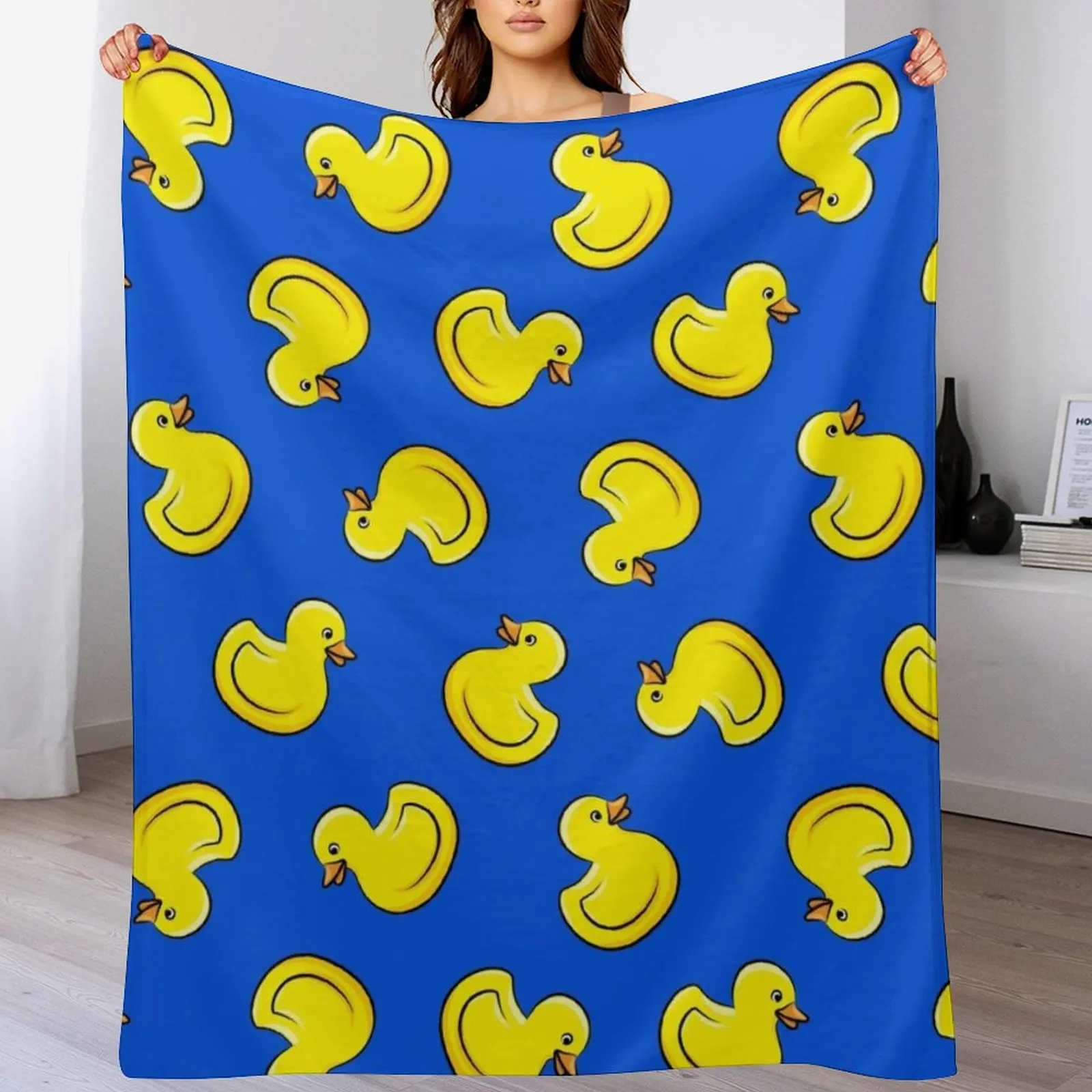 Резиновые утки - синее одеяло милое клетчатое рождественское украшение лохматое